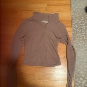 Ribbed Long Sleeve Mock Neck Top - Mauve